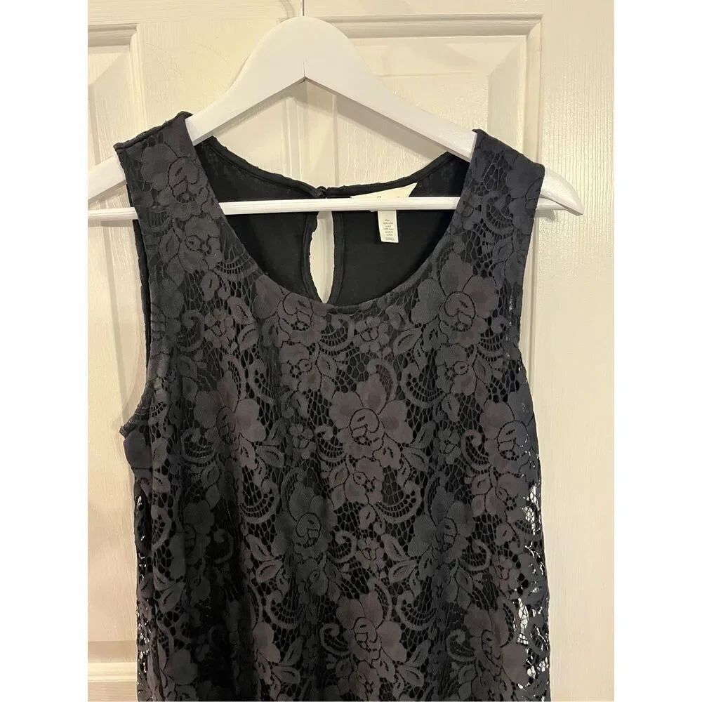 Soma Black Lace Trapeze Sleeveless Dress sz S EUC